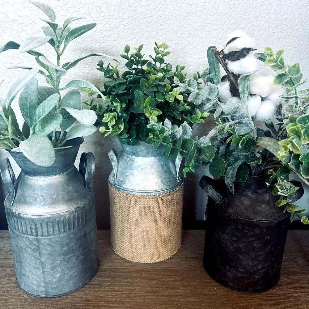 2-pc Farmhouse Eucalyptus Cotton Lambs Ear Greenery Arrangements